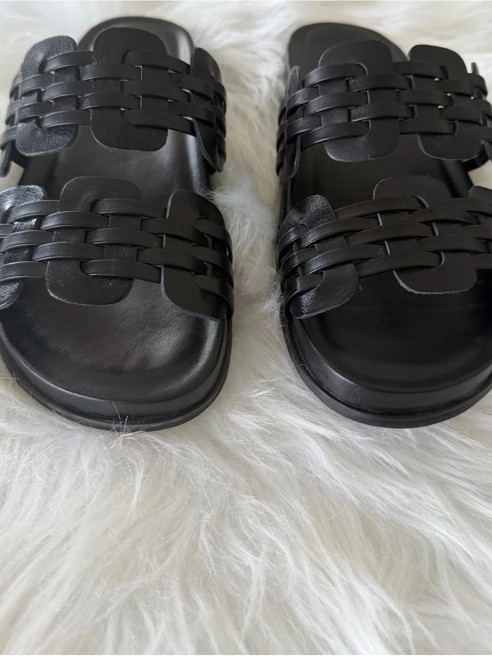 Intentionally Blank Woven Slide Sandals - Black